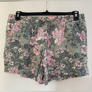 LOFT Pink and Green Floral Shorts